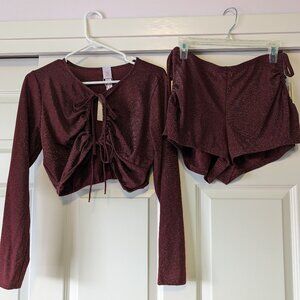 Savage X Fenty 2 piece set - cropped top and booty shorts NWT